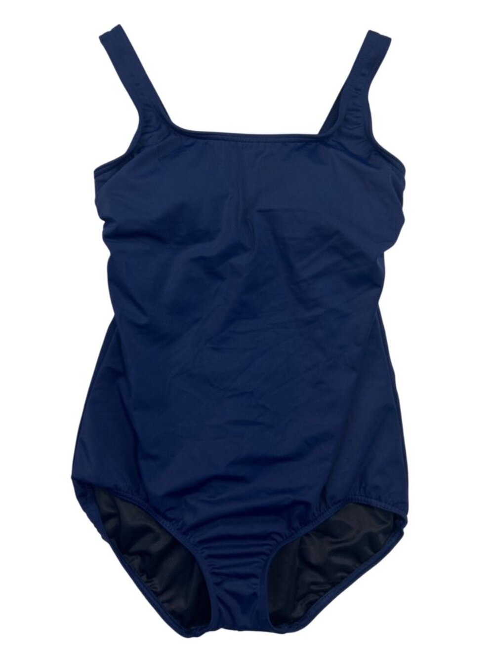 Lands End Women's 6 Navy One Piece Swimsuit Square Neck Built In Bra Coastal